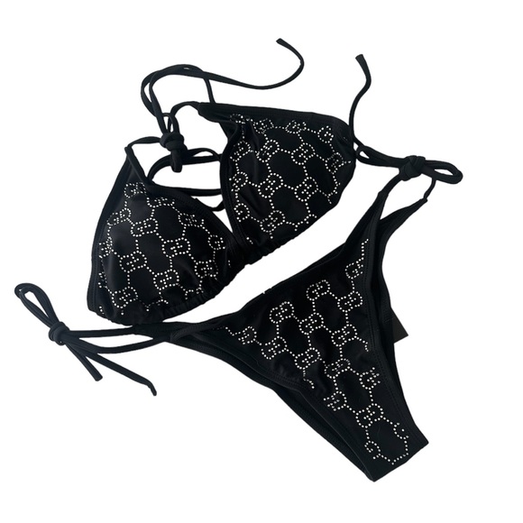 Elegant Black Bikini with Studded Design - Picture 1 of 3